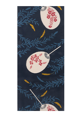 赤マンマに団扇［アカマンマニウチワ］・紺地黄マンマ